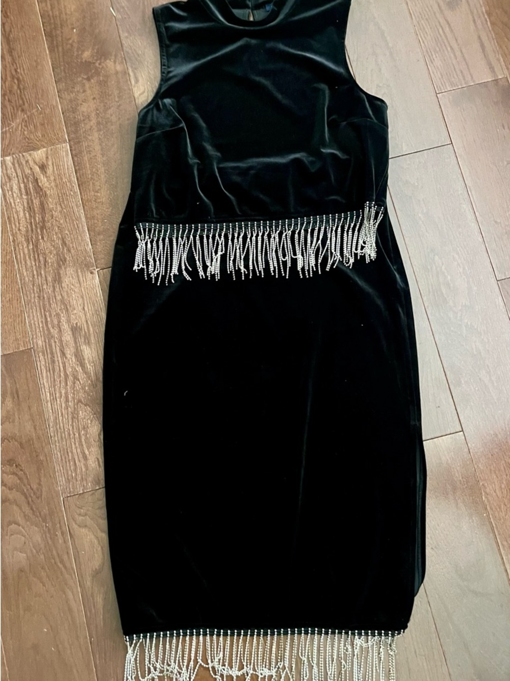 Skies are Blue Black Velvet Fringe Midi Skirt and Top